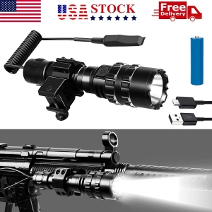 9000lm Tactical Gun Flashlight +Picatinny Rail Mount+Switch for Hunting Shooting | West Lake Tactical