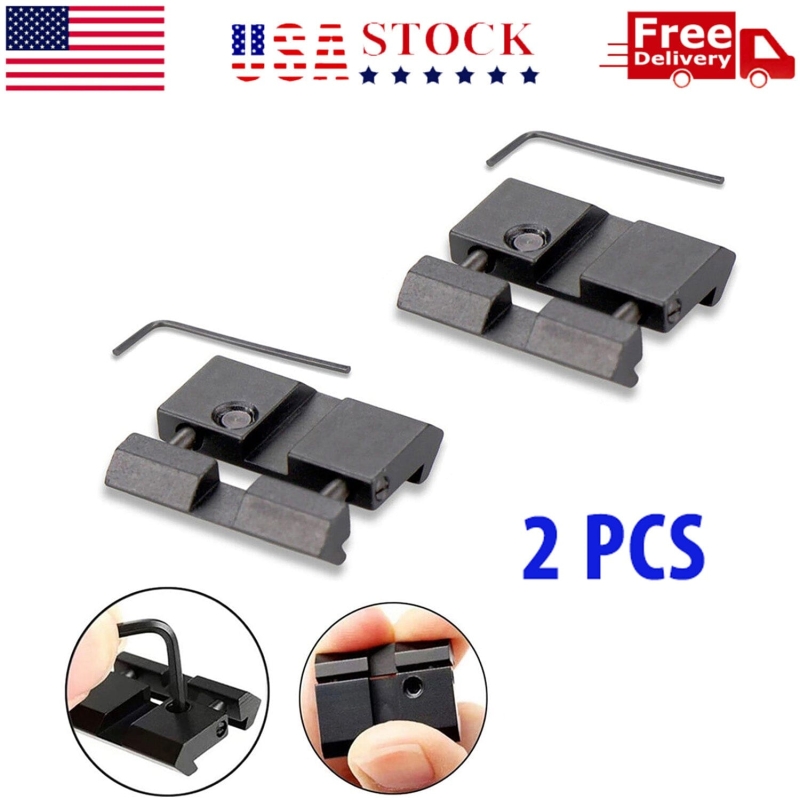 1-2pcs 2X Dovetail Weaver Picatinny Base Snap in Rail Low Profile Adapter 11mm to 22mm | West Lake Tactical