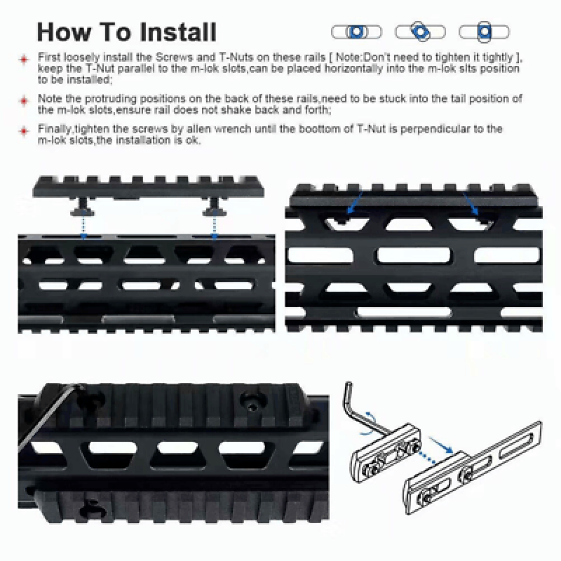 M-Lok 11 Slot Picatinny/Weaver Rail Handguard Section Aluminum 5" - Black