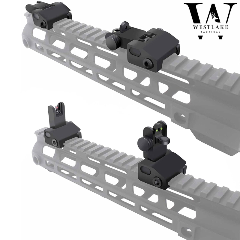 Fiber Optics Tactical 223 556 Flip Up Rapid Transition Front and Rear Iron Sight