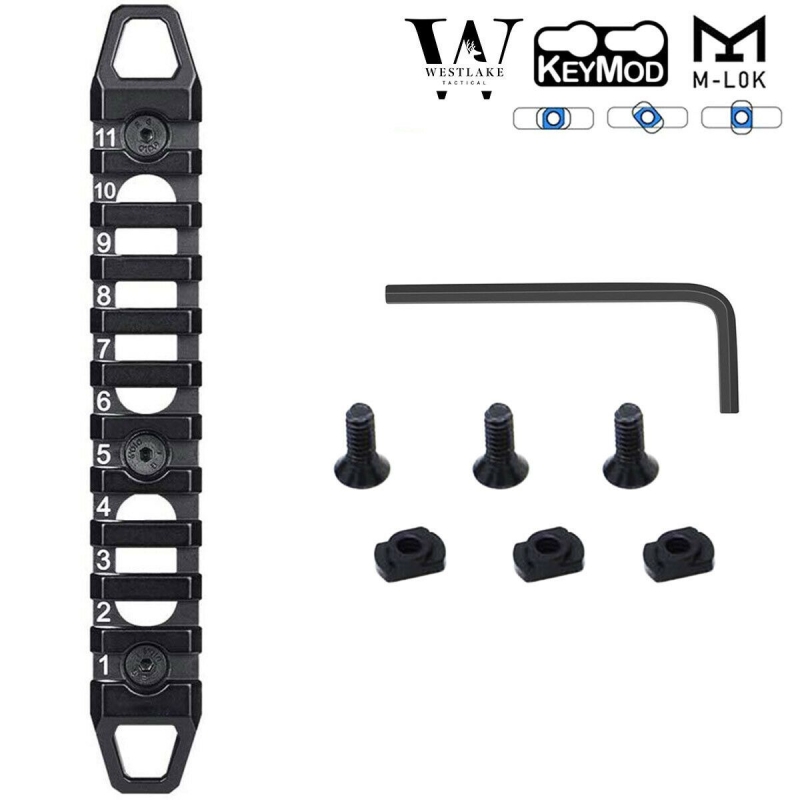 Hollow M-LOK / KeyMod Rail Section 3 7 11 Slot Picatinny Accessory Rail Sections