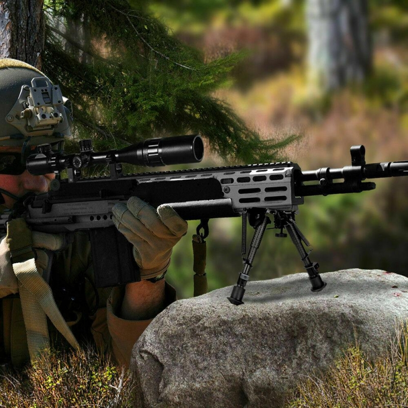 6" to 9" Carbon Fiber Adjustable Spring Return Hunting Rifle Bipod
