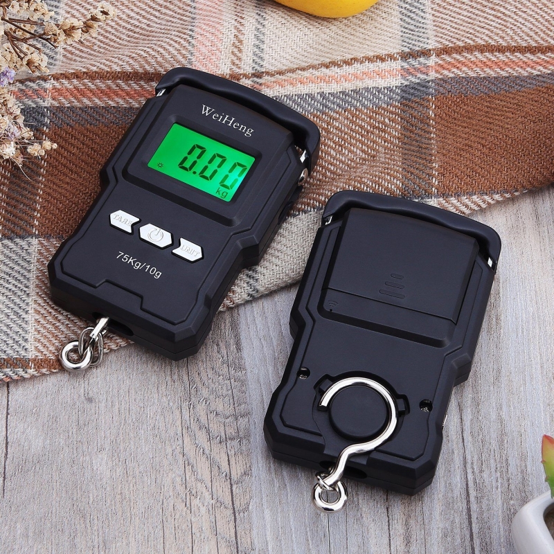 Digital Fish Scale Hanging Scale w/ Built-in Measuring Tape Backlit LCD Display