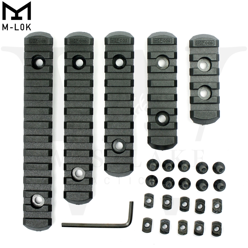 Pack of 5 Polymer M-LOK Picatinny Rail Sections Lightweight MLOK Rails for Picatinny Accessories