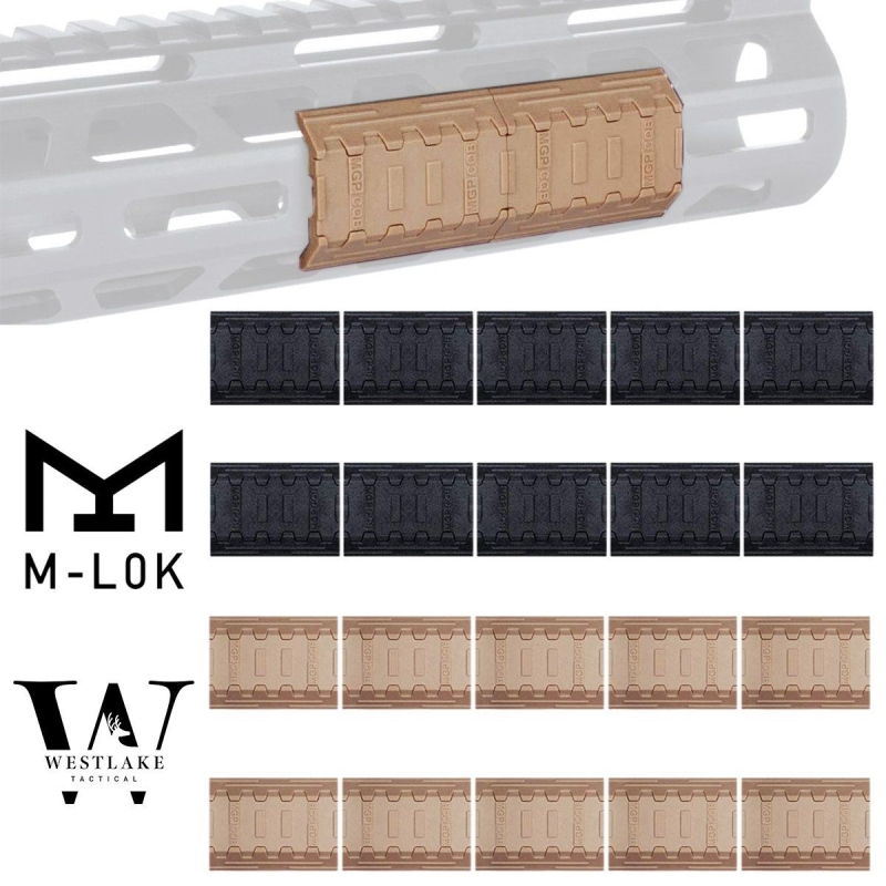 10 PCS M-Lok Rail Cover SNAP-IN Panels for MLOK Handguard Black / Tan
