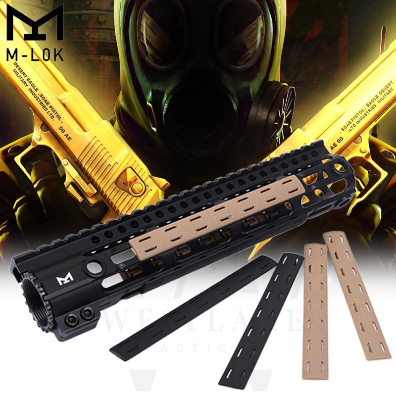 5.5" M-LOK Rail Panel Cover Handguard Slot Covers Snap-in 5 PCS Pack Black / Tan