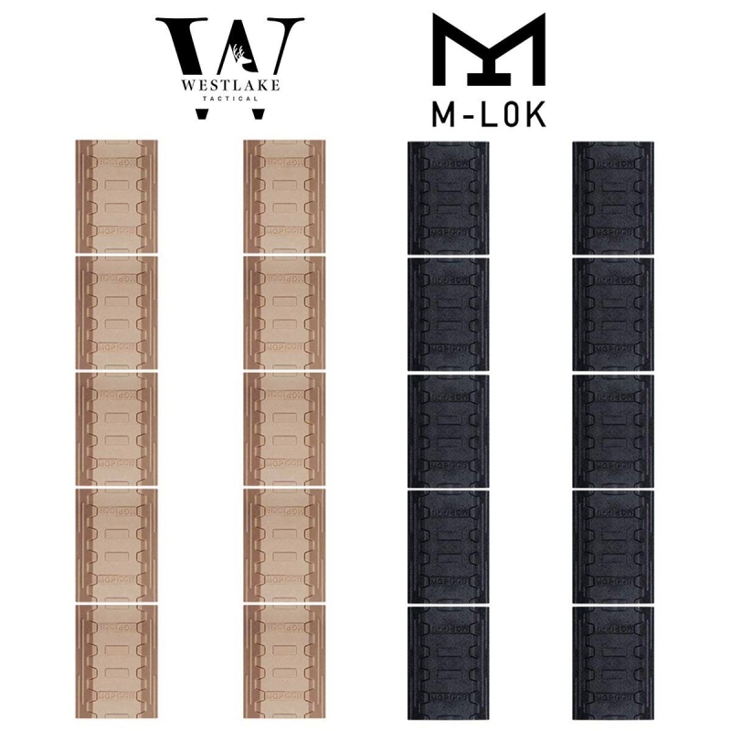 10 PCS M-Lok Rail Cover SNAP-IN Panels for MLOK Handguard Black / Tan