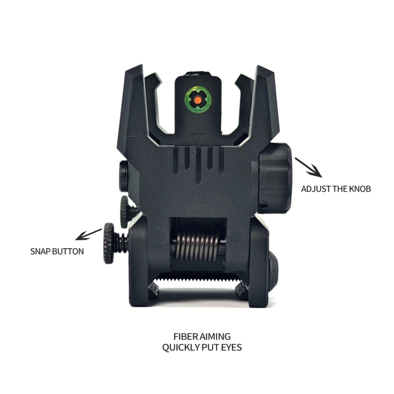 Foldable Iron Sights Flip-up Front and Rear Sight Fiber Optics Dual Aiming Mode | West Lake Tactical