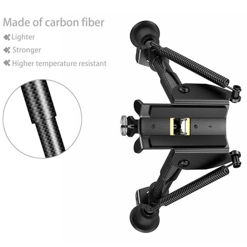 6" to 9" Carbon Fiber Adjustable Spring Return Hunting Rifle Bipod