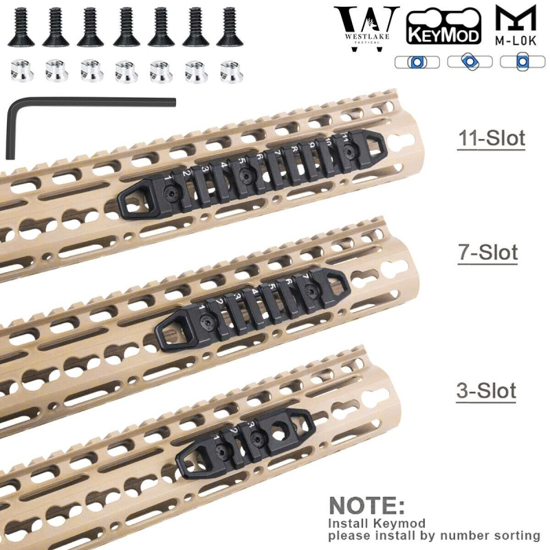 Hollow M-LOK / KeyMod Rail Section 3 7 11 Slot Picatinny Accessory Rail Sections