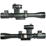 3-9X40 illuminated Tactical Rifle Scope + Red Laser-Dot Sight with Rail Riser
