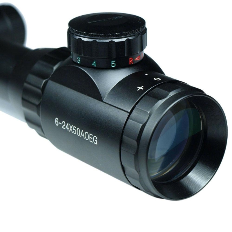 6-24X50 Tactical Rifle Scope R/G Mil-dot with PEPR Mount +Sunshade+Laser Sight