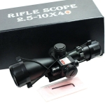 2.5-10x40 Tactical Rifle Scope Red Laser Dual illuminated Mil-dot wit Rail Mount