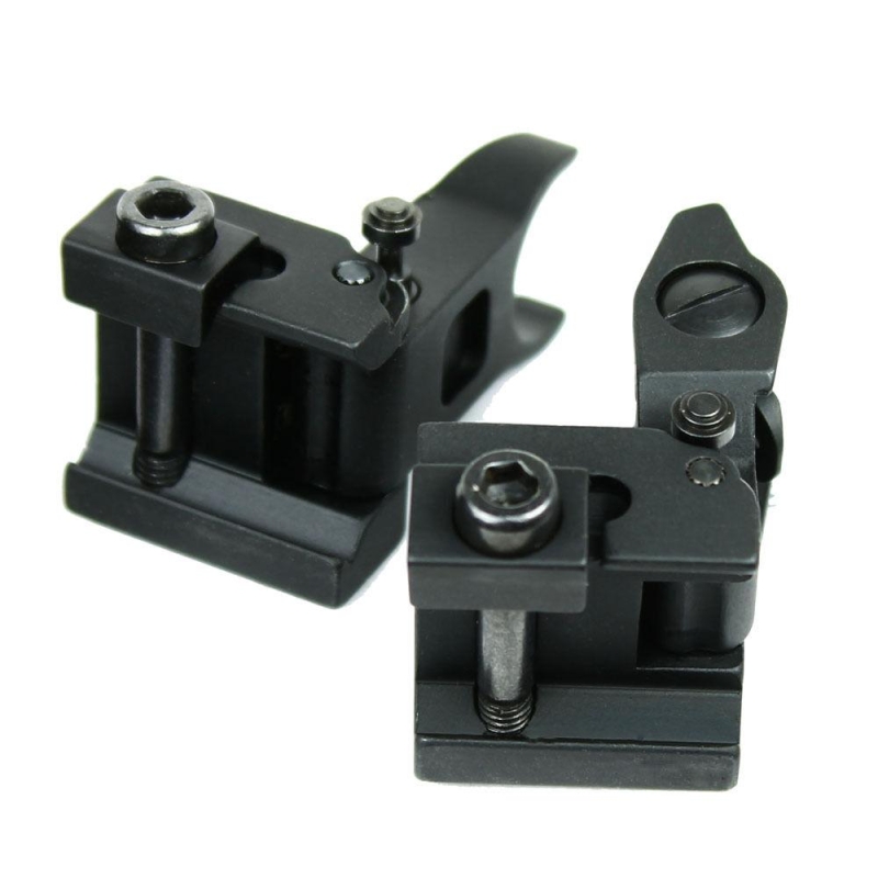 Premium Mil Spec Flip up Front Rear Iron Sight Set Fits Picatinny Rails Flattop