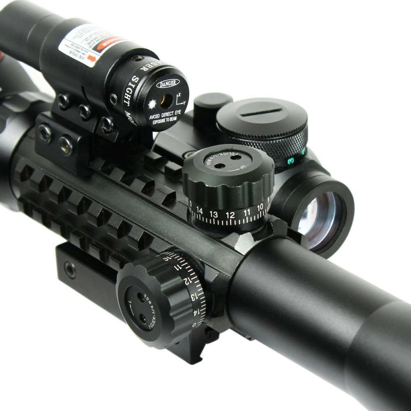 3-9X40 Illuminated Tactical Rifle Scope with Red Laser & Holographic Dot Sight