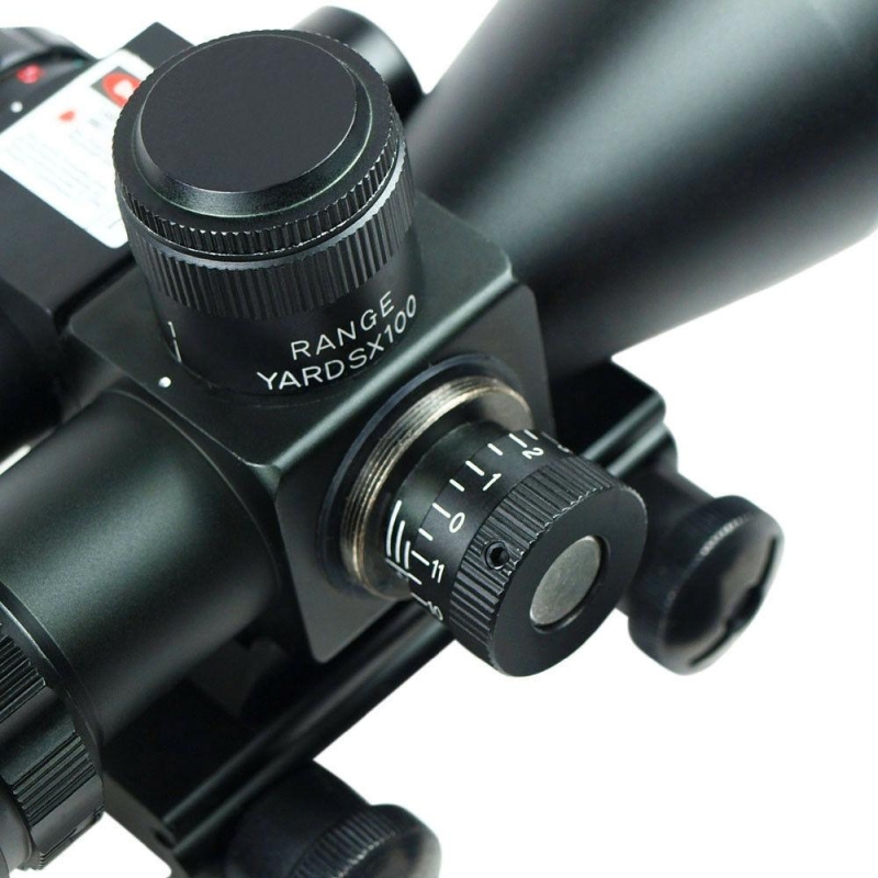 2.5-10x40 Tactical Rifle Scope Red Laser Dual illuminated Mil-dot wit Rail Mount