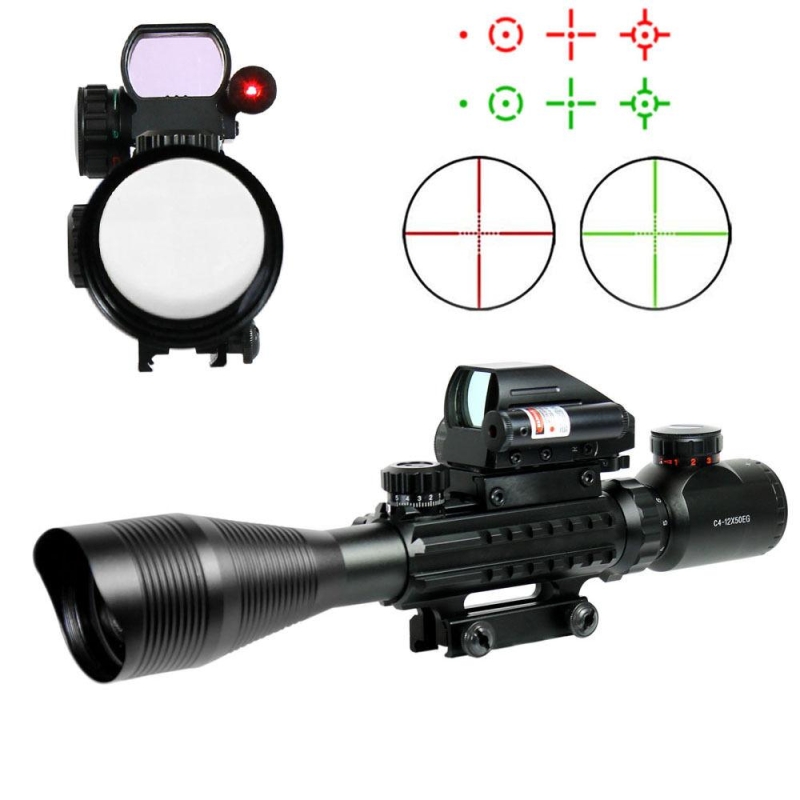 57_3075fc56-5873-40af-a5e1-bb03ac282261 4-12X50 Tactical Rifle Scope Mil-dot with Holographic 4 Reticle Sight-Red Laser