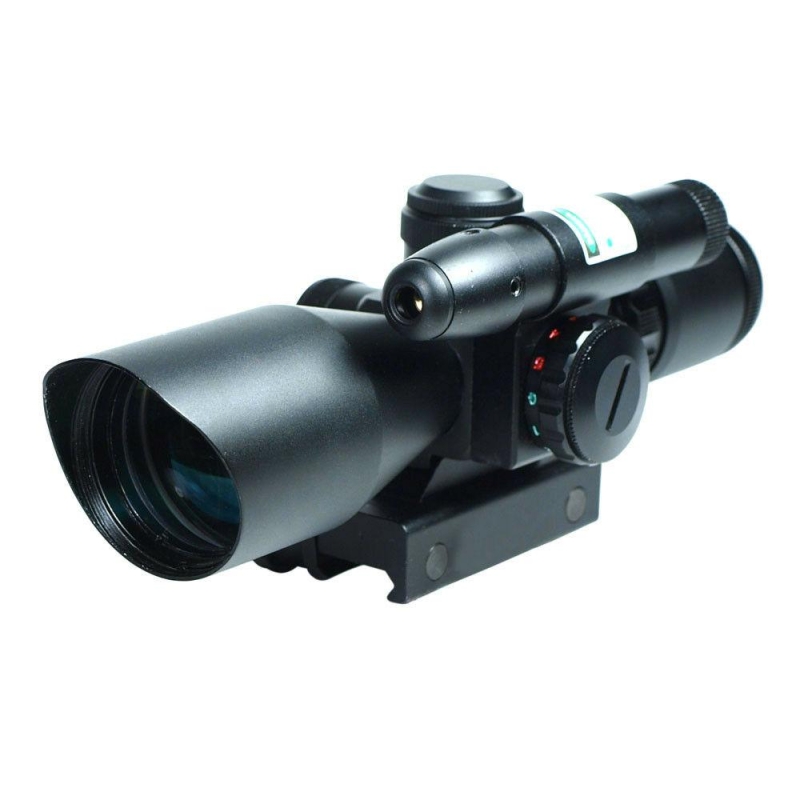 2.5-10x40 Tactical Rifle Scope Green Laser Dual illuminated Mil-dot Rail Mount