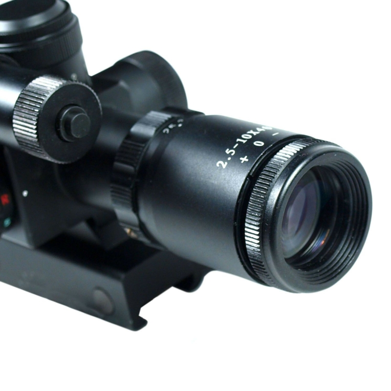 2.5-10x40 Tactical Rifle Scope Green Laser Dual illuminated Mil-dot Rail Mount