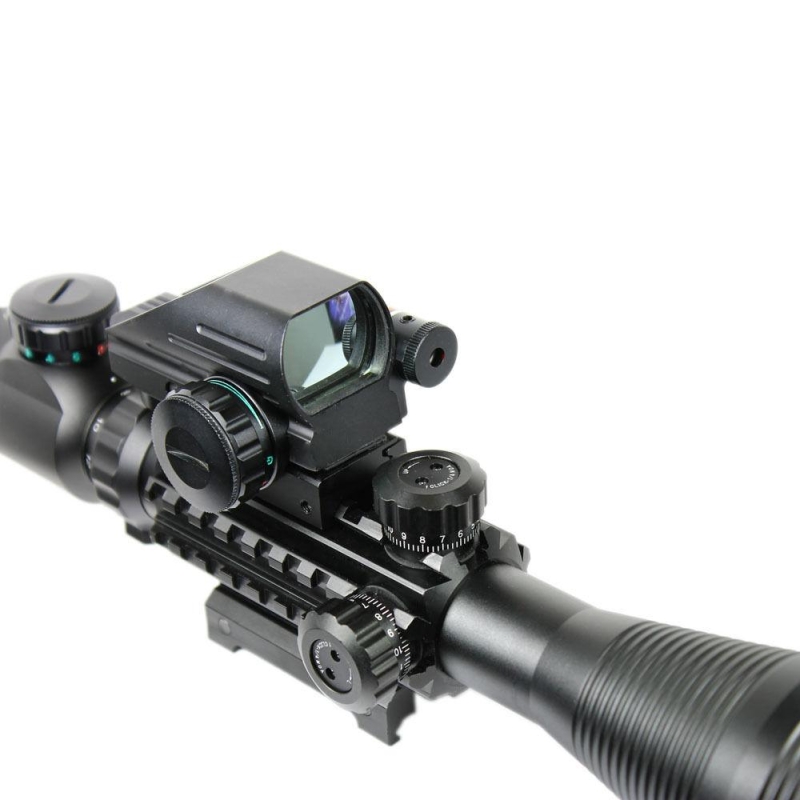 4-12X50 EG Tactical Rifle Scope with Holographic 4 Reticle Sight & Red Laser