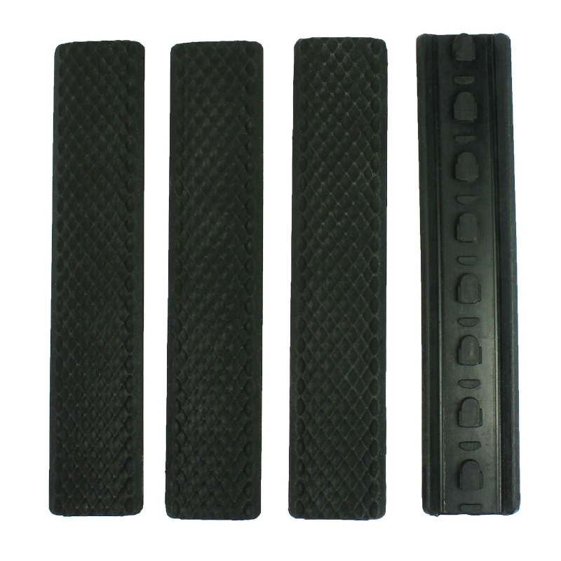 57_4912713b-fcf5-4907-ac62-26b316af6f99 4 Black Rubber Keymod Covers Textured Soft Rubber Anti Slip Pack of Four 6.25"
