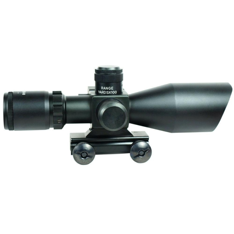 2.5-10x40 Tactical Rifle Scope Red Laser Dual illuminated Mil-dot wit Rail Mount
