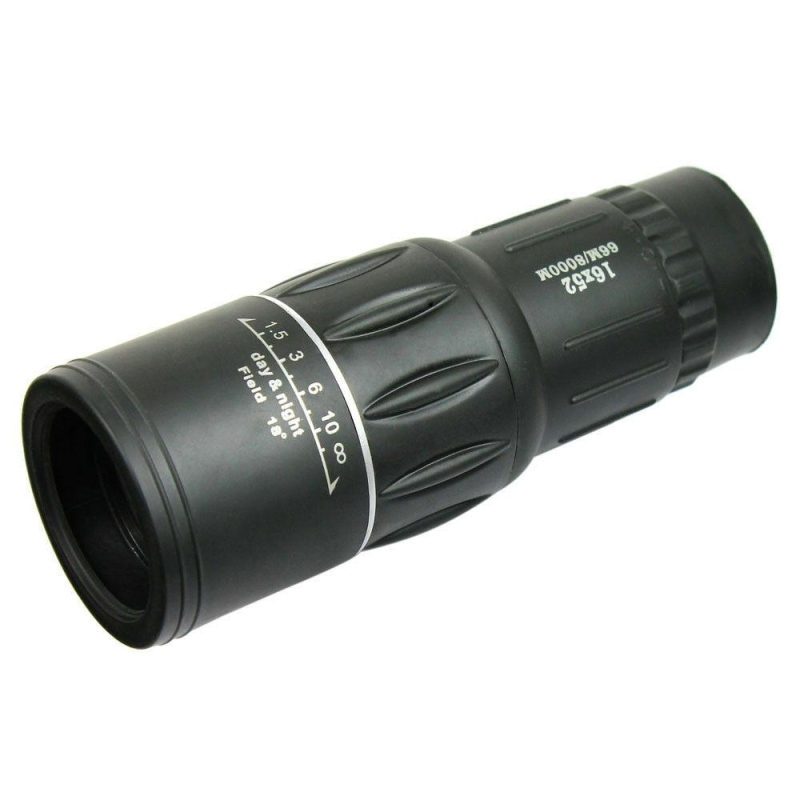 16X52 Monocular Zoom Dual Focus Rubber Armored Telescope for Hunting / Camping