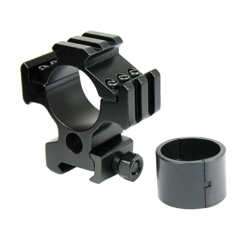 Set of 2 Laser - Light / Scope Ring Mount - Tri-rail & 30mm + 1" Reducer Insert