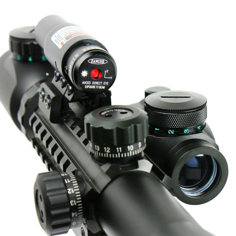 3-9X40 illuminated Tactical Rifle Scope with Red Laser & Holographic Dot Sight