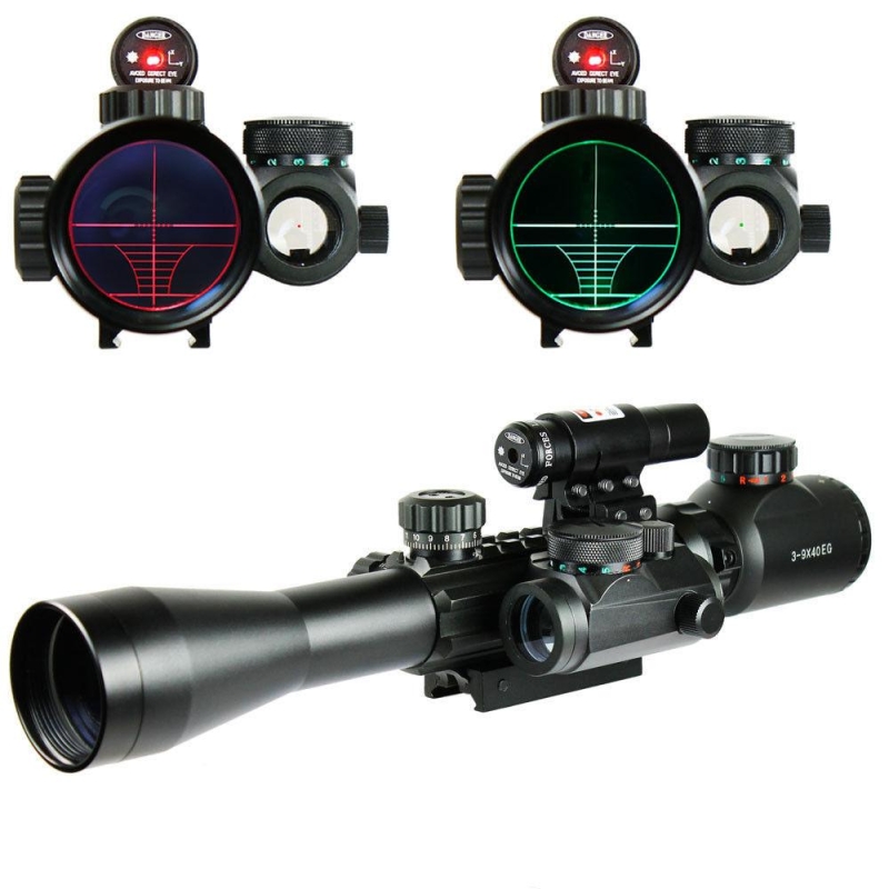 57_54c2bcce-e283-42b9-99ce-d572b4b8c284 3-9X40 Illuminated Tactical Rifle Scope with Red Laser & Holographic Dot Sight