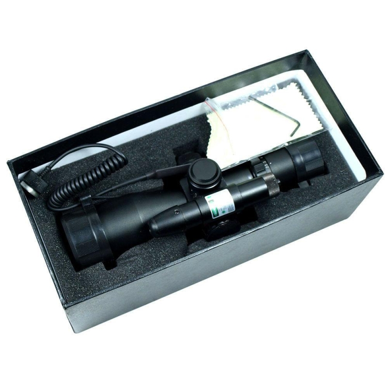2.5-10x40 Tactical Rifle Scope Green Laser Dual illuminated Mil-dot Rail Mount
