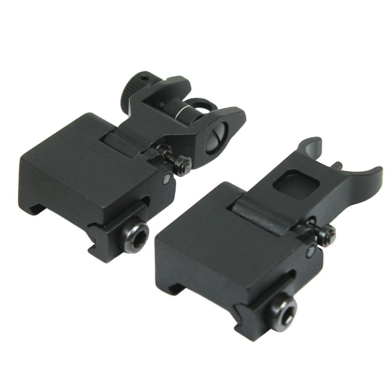 Premium Mil Spec Flip up Front Rear Iron Sight Set Fits Picatinny Rails Flattop