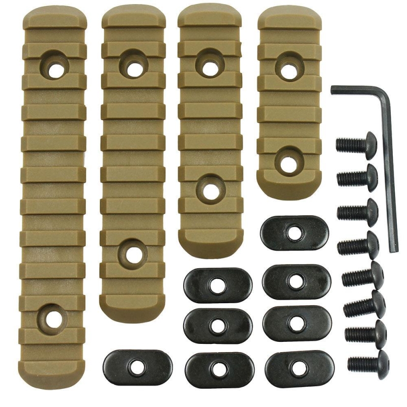 Tactical Polymer Picatinny Weaver Rail Section Set of 4 for MOE Handguard - Tan