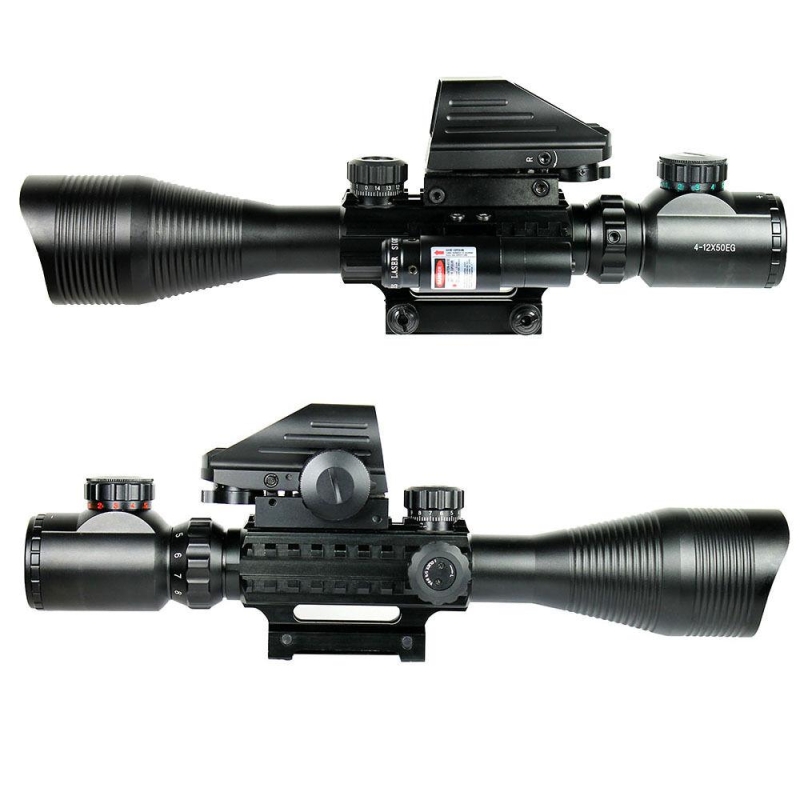 4-12X50 Tactical Rifle Scope R/G Mil-dot with Holographic Sight & Red Laser JG8 - West Lake Tactical