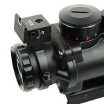 4X32 Prismatic Rifle Scope with Fiber Optic Sight Tri-illuminated BDC Recticle