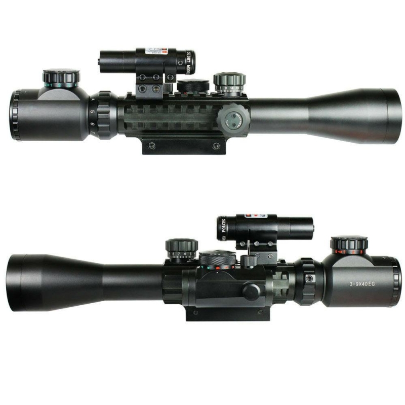 3-9X40 illuminated Tactical Rifle Scope with Red Laser & Holographic Dot Sight