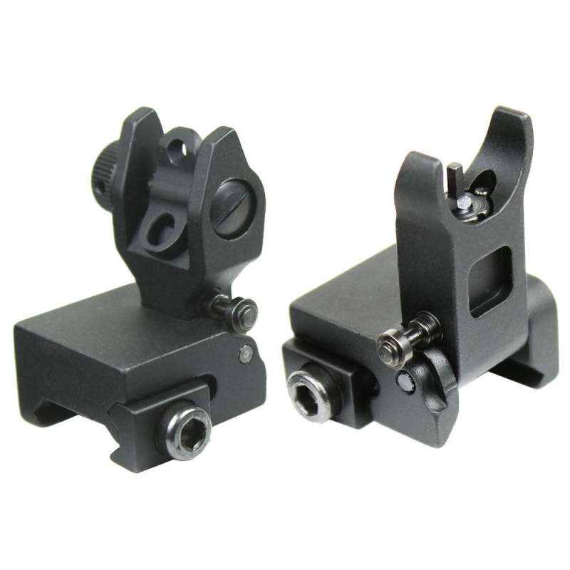 Premium Mil Spec Flip up Front Rear Iron Sight Set Fits Picatinny Rails Flattop - West Lake Tactical