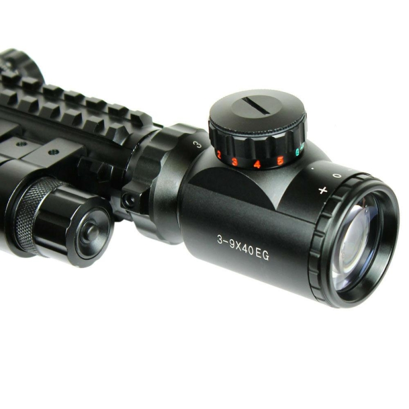 3-9x40 Hunting Rifle Scope Dual illuminated Snipe Scope & Green Laser Sight