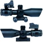 2.5-10X40 Tactical Rifle Scope with Red Laser & Mini Reflex 3 MOA Red Dot Sight