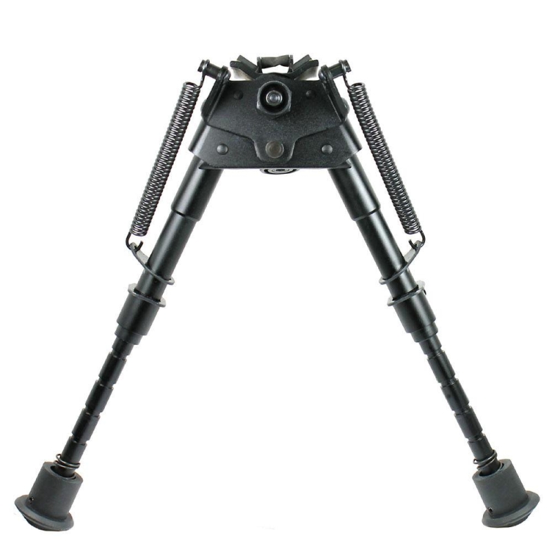 6" to 9" Adjustable Swivel-Rotating Spring Return Rifle Bipod with Notched Legs