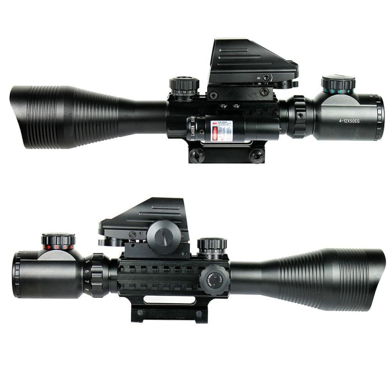 4-12X50 EG Tactical Rifle Scope with Holographic 4 Reticle Sight & Red Laser JG8