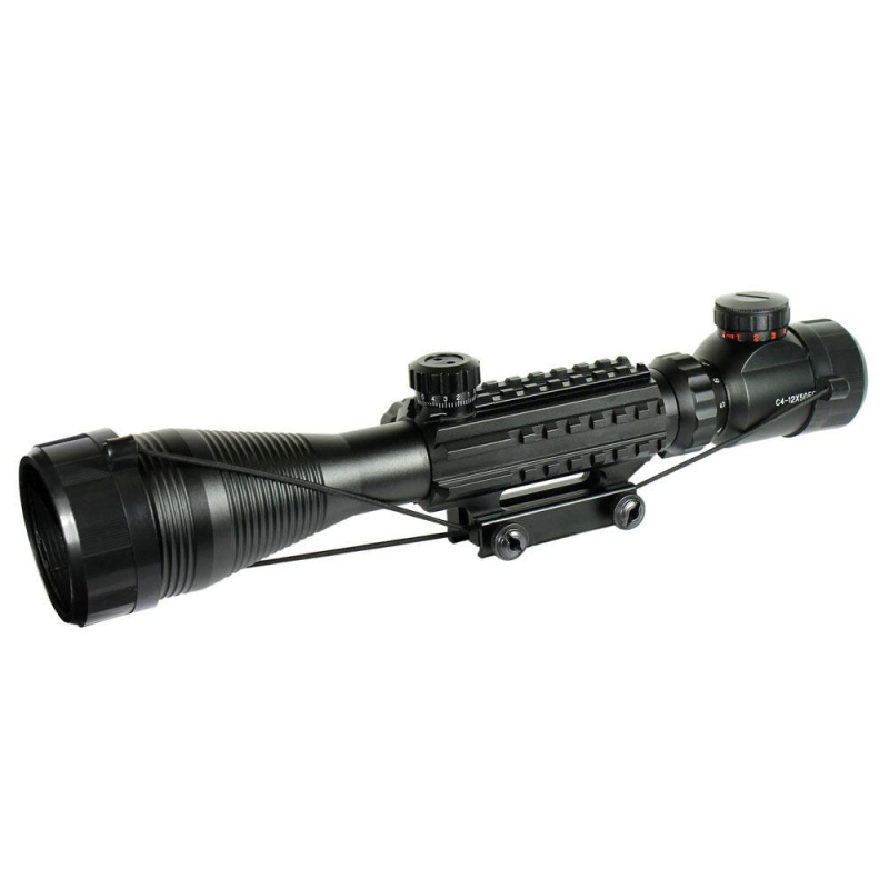 4-12X50 EG Optical Rifle Scope Red Green Dual illuminated with Side Rails-Mount