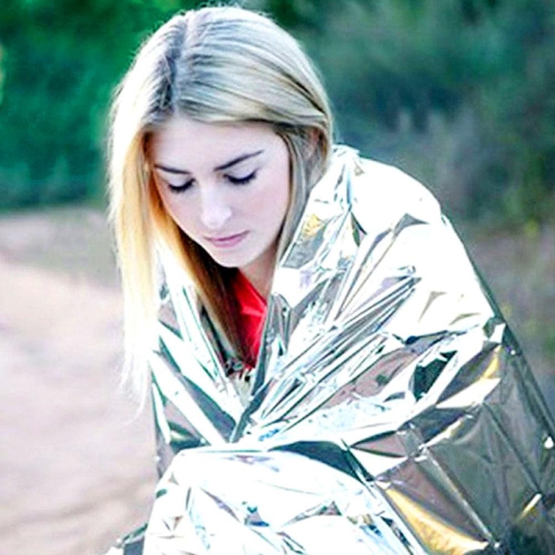 2 Pack Emergency Solar Blanket Packets Insulating Thermal Heat Survival Gear