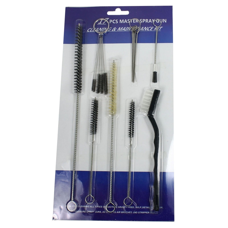 Spray Gun Rifle Pistol Cleaning Brush Set Black White Nylon Tube Nozzles 17PC