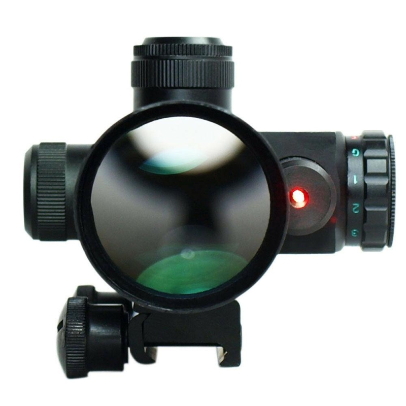2.5-10x40 Tactical Rifle Scope Red Laser Dual illuminated Mil-dot wit Rail Mount