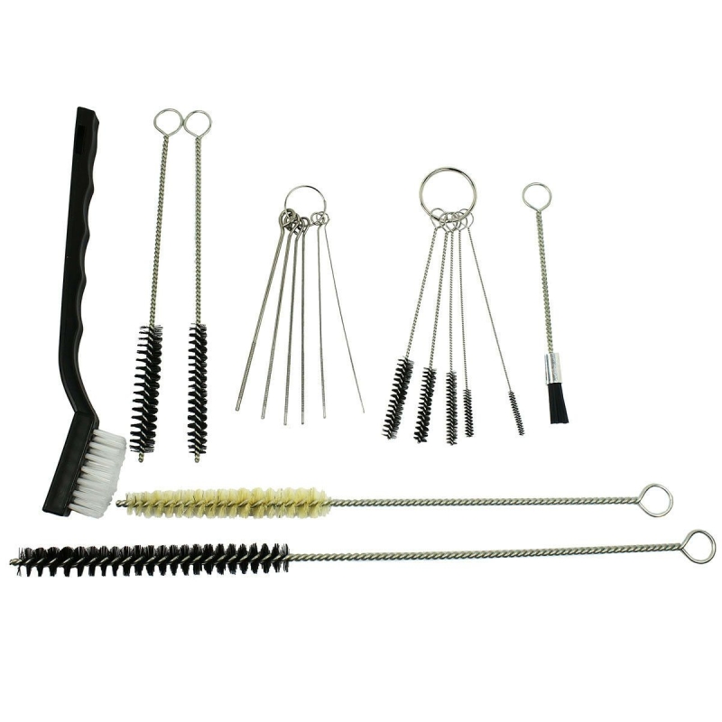 Spray Gun Rifle Pistol Cleaning Brush Set Black White Nylon Tube Nozzles 17PC