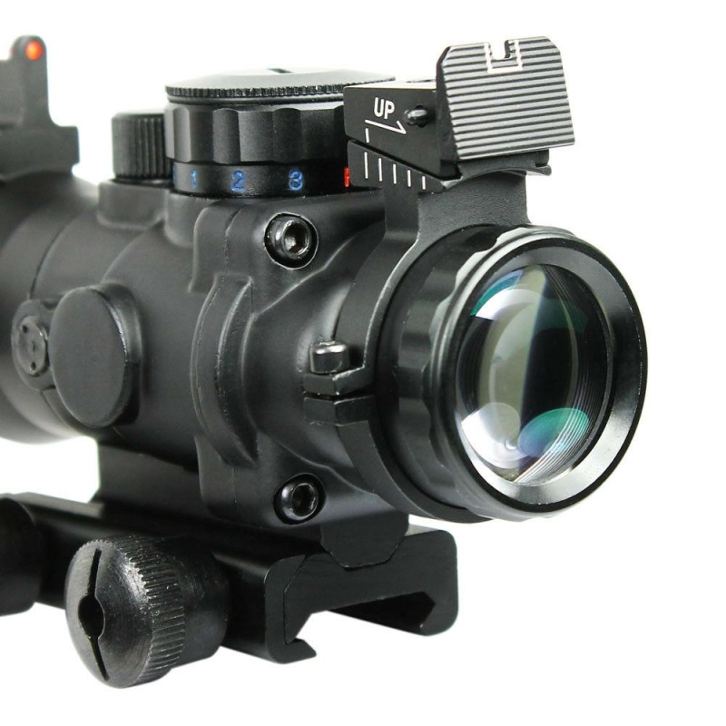 4X32 Tactical Rifle Scope - Tri-Illuminated Chevron Recticle Fiber Optic Sight - West Lake Tactical