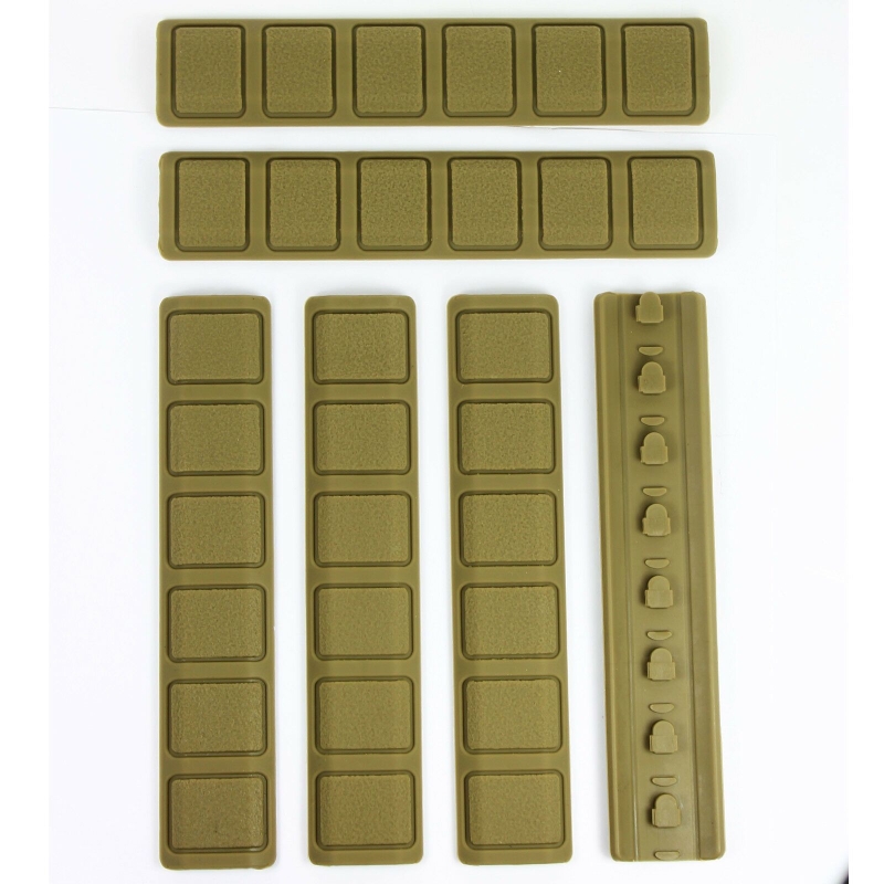 57_d67c7410-8247-428d-b14d-0350019c4c8c Pack of 6 Tan KeyMod Rail Cover Textured Anti Slip Soft Rubber Panels - 6.25"
