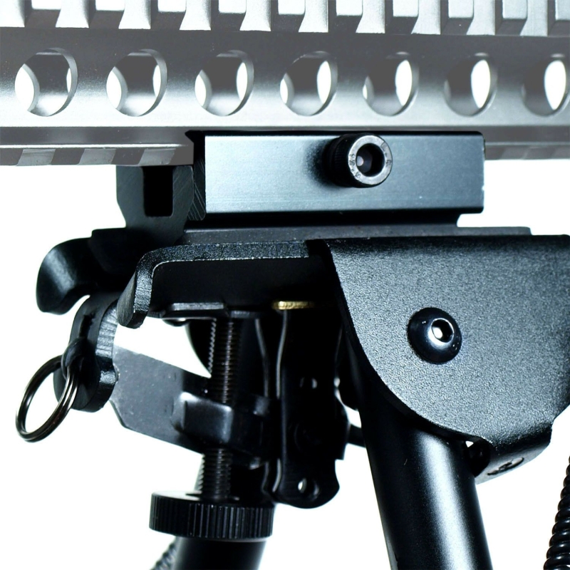 6" to 9" Adjustable Spring Return Sniper Hunting Rifle Bipod with Rail Adapter