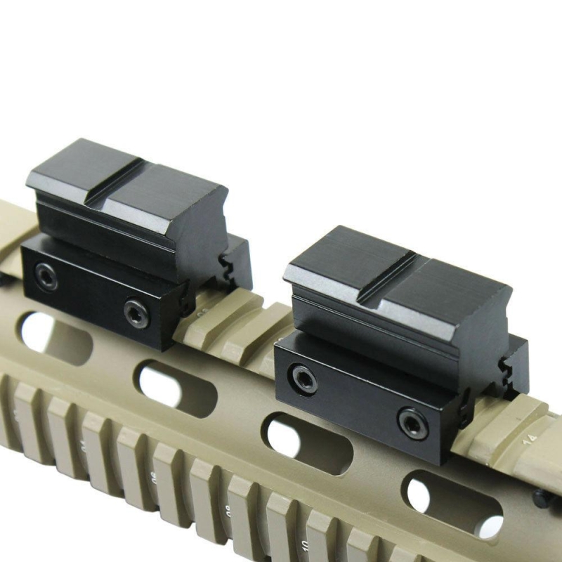 2 PCS Flat Top 1" Rail Riser Block Mounts for Pictinney and 11mm Dovetail Rail
